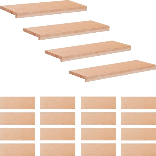 vidaXL Trappetrinn 20 stk. 80 x 30 x 2 cm Naturlig Massiv bøketre