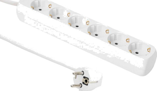 MICROCONNECT 6-way Schuko Socket 5M White MICROCONNECT 6-way Schuko Socket 5M White