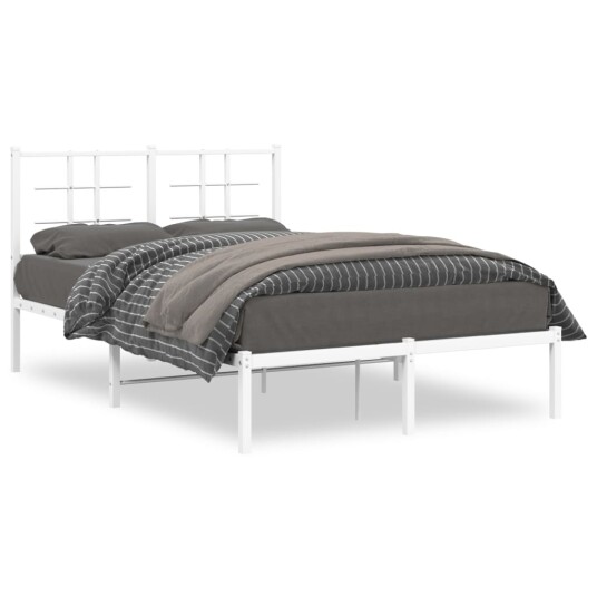 vidaXL Sengeramme i metall med hodegavl hvit 120x190 cm 8721012304062