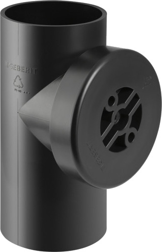 125 mm x 90° Rengjøringsrør med deksel svart PEH Geberit