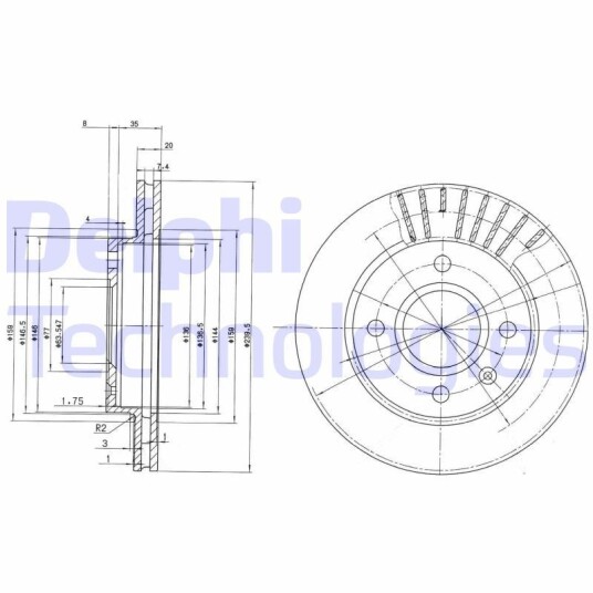 Bremseskive DELPHI BG2440 Bremseskive DELPHI BG2440
