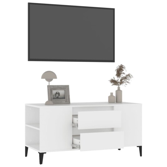 vidaXL TV-benk hvit 102x44,5x50 cm konstruert tre