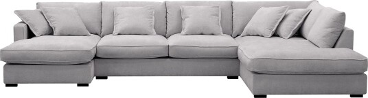 Rossita Lyx 5 seters venstrevendt U formet ekstra dyp sofa med divan og sjeselong i chenille Grå