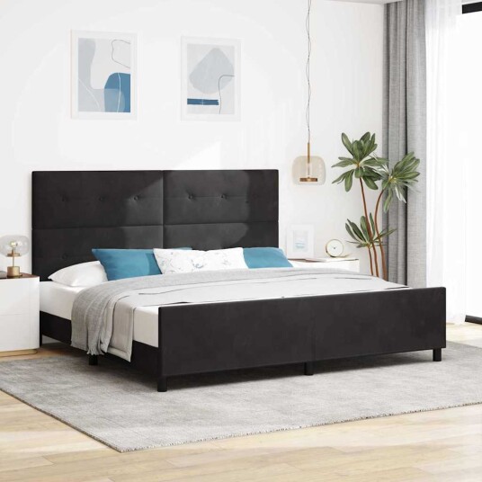  Sengramme Svart 200x200 cm Fløyel