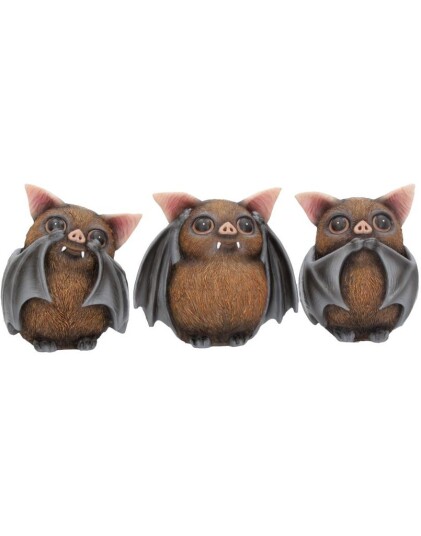 Nemesis Now Hear No Evil See No Evil 3 stk Flaggermusfigurer 8 cm B4473N9