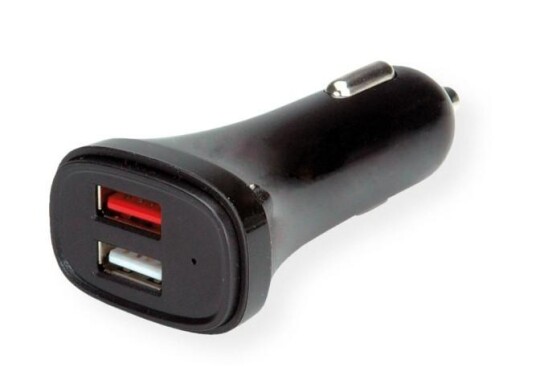 VALUE USB Car Charger, 2x USB, 5V2.4A + QC3.0