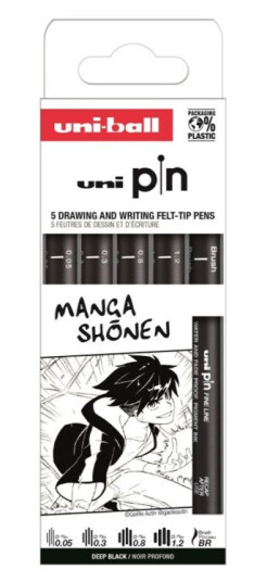 Uni Pin Fineliner 5-set Manga Shonen Uni Pin Fineliner 5-set Manga Shonen