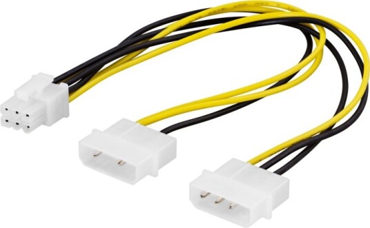 DELTACO 2x4-pin til 6-pin PCI Express Adapterkabel 25cm
