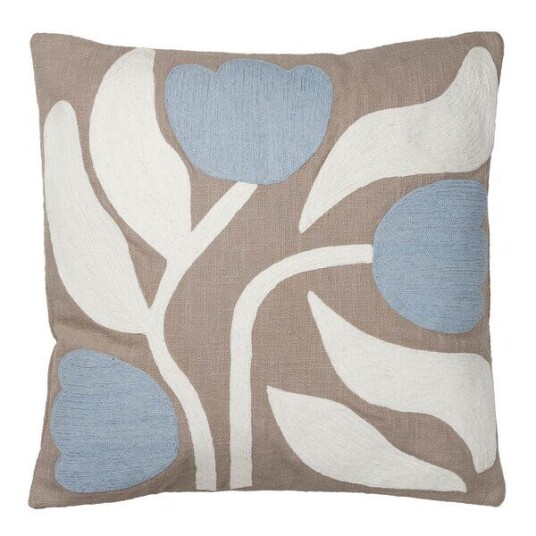 Broste Copenhagen Dora putetrekk 50x50 cm Taupe Warm Grey/Light Blue