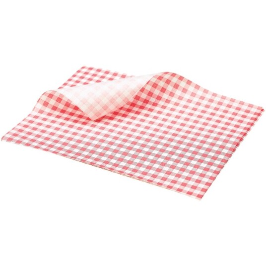 Fettett Papir Rutet Rød 25 x 20cm 1000 Stk. Fettett Papir Rutet Rød 25 x 20cm 1000 Stk.