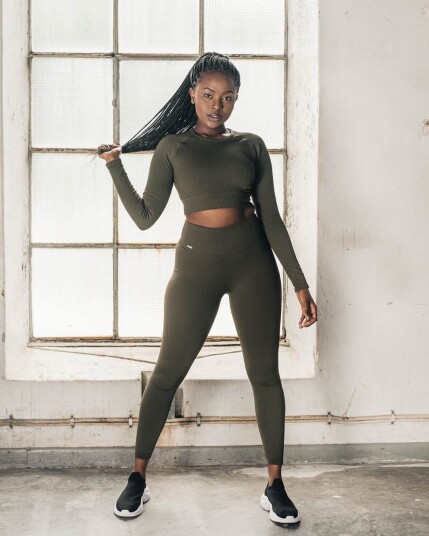 Aim’n Khaki Ribbed Seamless Tights - S