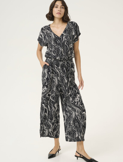 Kaffe Kamira Plain Weave Jumpsuit Printed Black 44 Kaffe Kamira Plain Weave Jumpsuit Printed Black 44