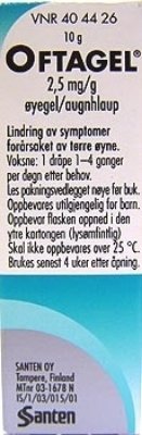 Oftagel øyegel 2,5mg/g usikker leveringstid