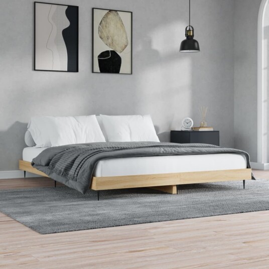 vidaXL Sengeramme sonoma eik 200x200 cm konstruert tre vidaXL Sengeramme sonoma eik 200x200 cm konstruert tre