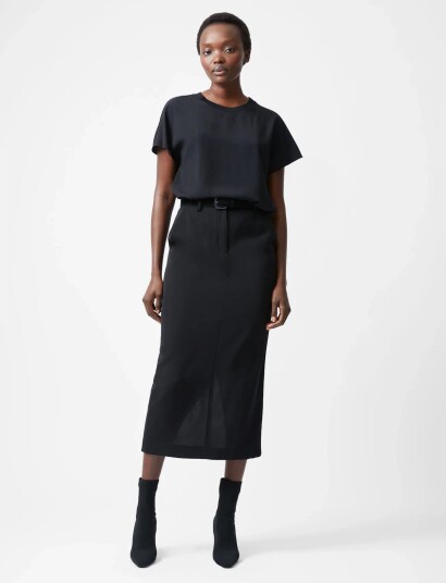 French Connection Caprina Crepe Crew Neck Top Black XS