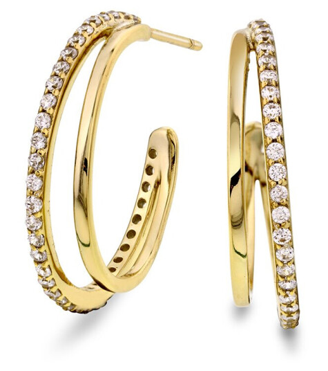 Pan Jewelry, Øreringer i forgylt 925 sølv med zirkonia