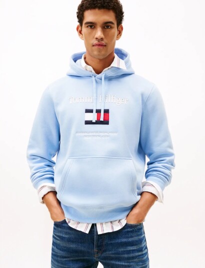 Tommy Hilfiger Tommy Embro Flag Hoodie Blue M Tommy Hilfiger Tommy Embro Flag Hoodie Blue M