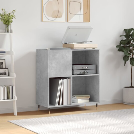 Hifi benk betonggrå 84,5x38x89 cm konstruert tre