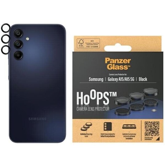 PanzerGlass Kamralinsebeskytter for Samsung Galaxy A15/A15 5G - Gjennomsiktig/Svart