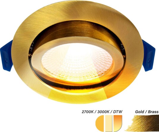 EcoDim ED-10095 LED-downlight Ø75 mm CCT dim to warm messing
