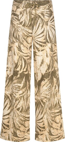 Lauren Ralph Lauren Palm Frond Print Linen Wide Leg Pant   Khaki green   34
