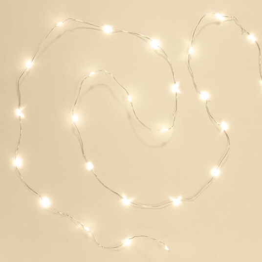 Lyslenke Micro 40 LED 1,95 m batteridrevet sølv