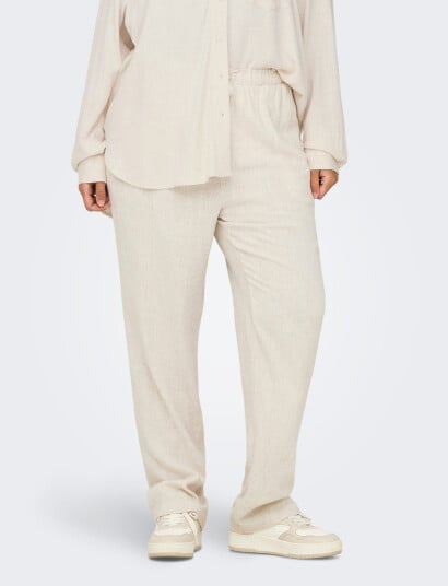 ONLY Carmakoma Carsiesta Hw Pull-Up Linen Bl Pnt - Cream - 48 x 32