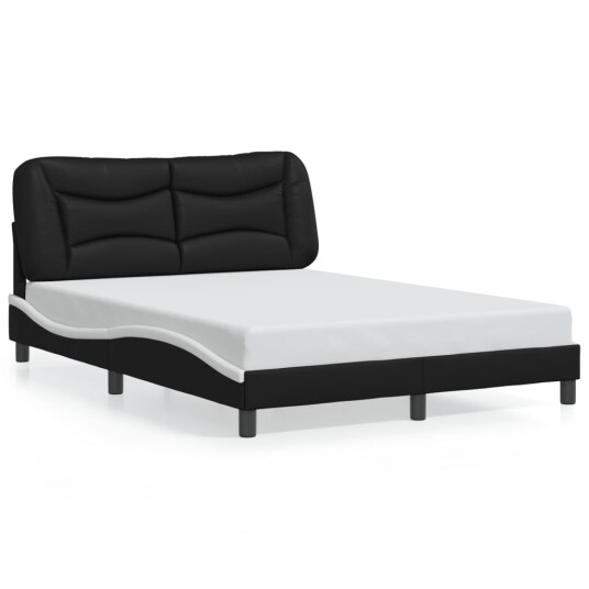 Sengeramme med LED-lys svart og hvit 120x200 cm kunstig lær 8721012356405