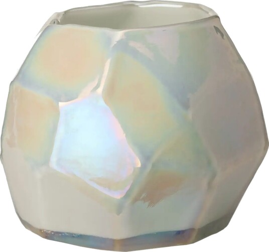 POLSPOTTEN Candle Holder Graphic Luster   White   Ø12.5X H10.5CM