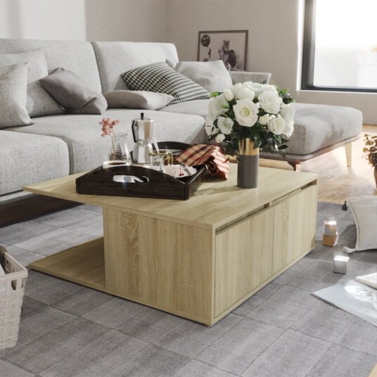 vidaXL Salongbord sonoma eik 80x80x31 cm sponplate