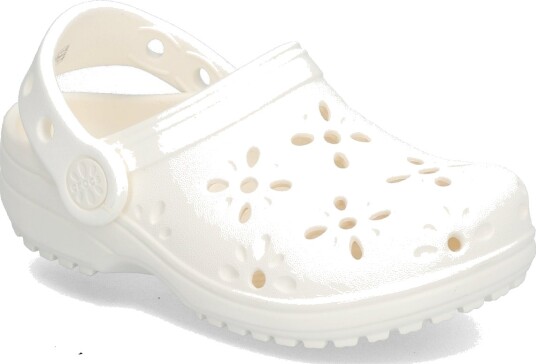 Crocs Classic Floral Cut Out Clog T White 20/21