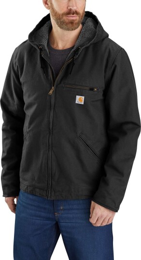 Carhartt Men's Washed Duck Sherpa Lined Jacket Black L