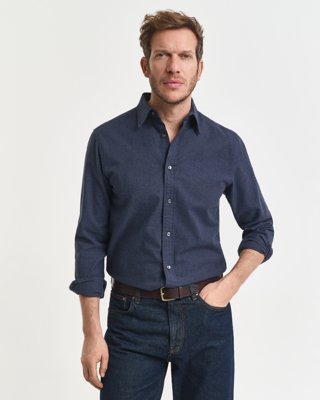 Gant Melert flanellskjorte i regular fit DARK INDIGO MELANGE S