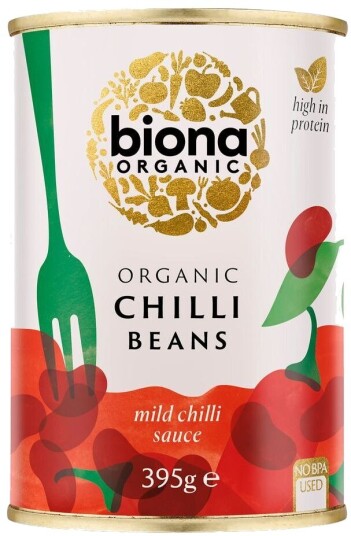 Biona Organic Chilli Beans - Røde Kidney Bønner - Ø - 395 G. Matvarer Mat & Drikke Bønner, Linser, Frø Mm