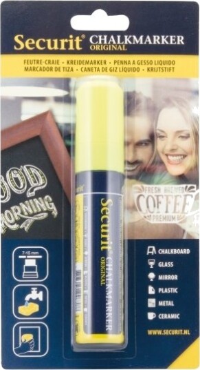 Securit® Original Kridtmarker Med Blokspids I Gul