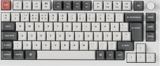 Keychron Q1 Ultra 75% Gamingtastatur med POM Brown-brytere - Hvit