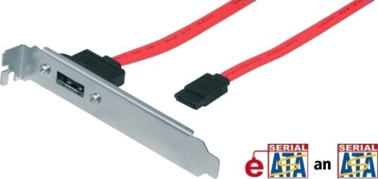 Tecline 30696, 0,5 M, Sata 7-Pin, Esata, Rød, Sølv