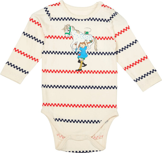 Pippi Langstrømpe Rutrand Body White 74