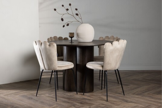 Venture Home Olivia Matgruppe 110 cm Rund med 4 Limhamn Stoler Beige
