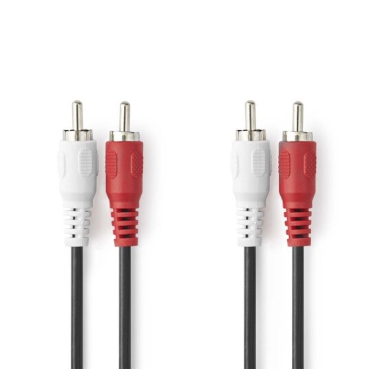 Nedis Stereo lydkabel | 2x RCA Han | 2x RCA Han | Nikkel belagt | 5.00 m | Rund | Sort | Label Nedis Stereo lydkabel | 2x RCA Han | 2x RCA Han | Nikkel belagt | 5.00 m | Rund | Sort | Label