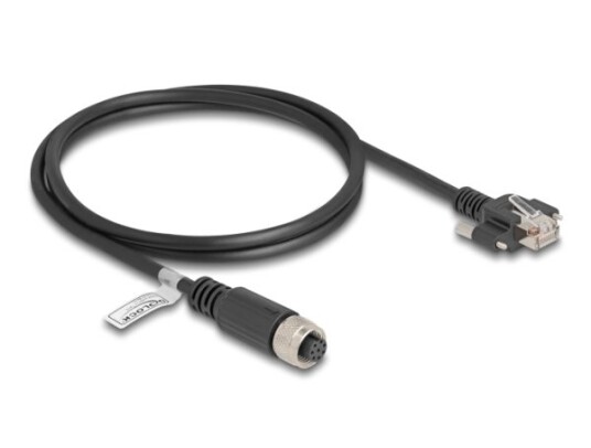 Delock M12-Kabel A-Kodet 8 Pins Hunn Til Rj45 Hann Med Skruer Cat.5E Ftp 1 M Svart