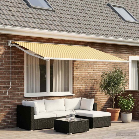 vidaXL Reserveduk til markise Gul og hvit 450 × 350 cm Polyester
