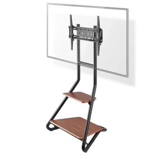 Nedis TV Gulvstativ 37-75" Bauhaus Design Justerbar med Hylle Brun/Sort