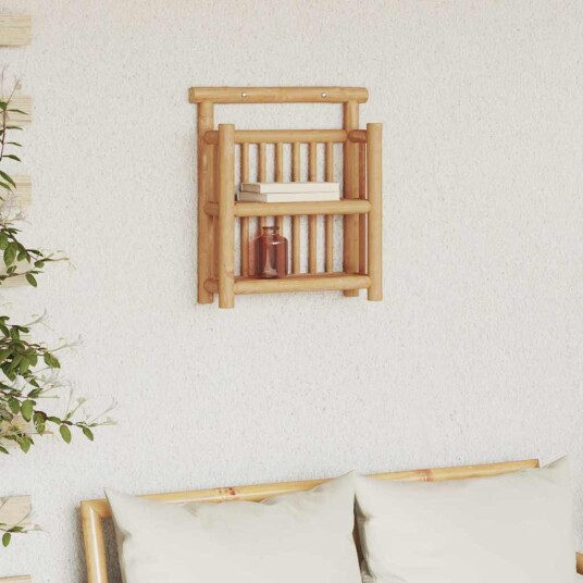 Vegghylle med hylle med lagring Brun 40 x 13 x 44 cm Bambus Vegghylle med hylle med lagring Brun 40 x 13 x 44 cm Bambus