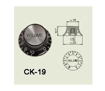 Wilkinson CK-19 el-gitar Control knob black chrome