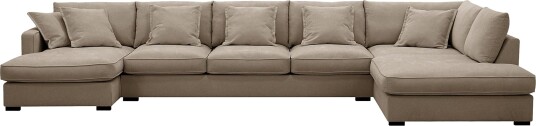 Rossita Lyx 6 seters venstrevendt U formet ekstra dyp sofa med divan og sjeselong i stoff Brun