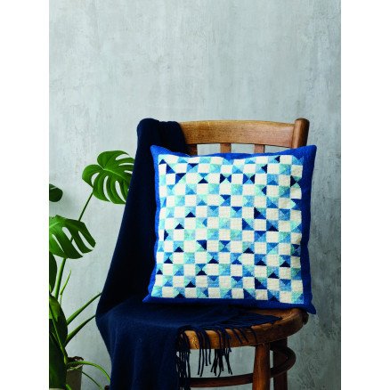 Permin Broderisett Blå ruter 38x38cm