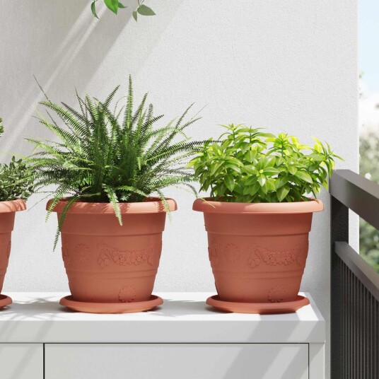 vidaXL Plantepotter 6 pcs Klinker Rød Ø 22 x 18 cm Plast