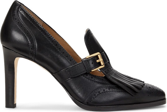 Lauren Ralph Lauren Colleen Perforated Calfskin Kiltie Pump Black 41
