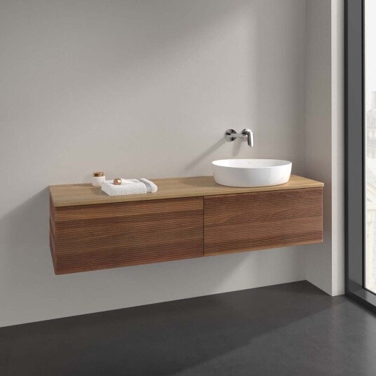 Villeroy & Boch Antao Servantskap med 2 skuffer 160x50x36 cm m/lys Valnøtt/Eik